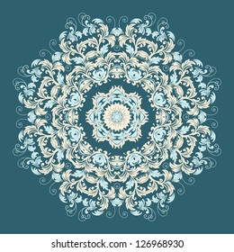 Vector ornamental round lace with damask and arabesque elements. Mehndi style. Orient traditional ornament.