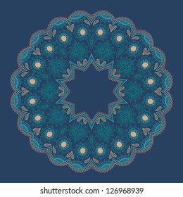 Vector ornamental round lace with damask and arabesque elements. Mehndi style. Orient traditional ornament.