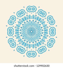 Vector ornamental round lace with damask and arabesque elements. Mehndi style. Orient traditional ornament.