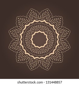 Vector ornamental round lace with damask and arabesque elements. Mehndi style. Orient traditional ornament.