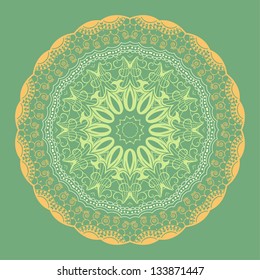 Vector ornamental round lace with damask and arabesque elements. Mehndi style. Orient traditional ornament.