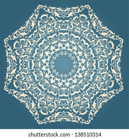 Vector ornamental round lace with damask and arabesque elements. Mehndi style. Orient traditional ornament.