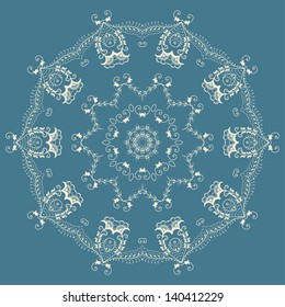 Vector ornamental round lace with damask and arabesque elements. Mehndi style. Orient traditional ornament.