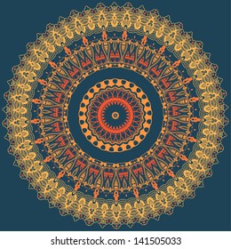 Vector ornamental round lace with damask and arabesque elements. Mehndi style. Orient traditional ornament.