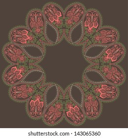 Vector ornamental round lace with damask and arabesque elements. Mehndi style. Orient traditional ornament.