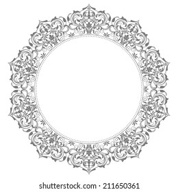 Vector ornamental round lace with damask and arabesque elements.  Orient traditional ornament.