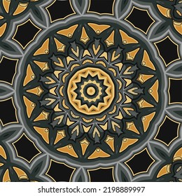 Vector ornamental round lace with damask and arabesque elements. mehndi style