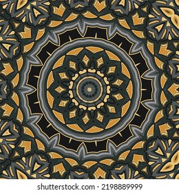 Vector de encaje redondo ornamental con elementos damascos y arabescos. estilo mehndi