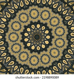 Vector de encaje redondo ornamental con elementos damascos y arabescos. estilo mehndi