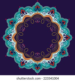 Vector ornamental round lace with damask and arabesque elements. Mehndi style. Orient traditional ornament.