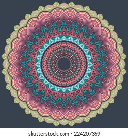 Vector ornamental round lace with damask and arabesque elements. Mehndi style. Orient traditional ornament.
