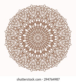 Vector ornamental round lace with damask and arabesque elements. Mehndi style. Orient traditional ornament. Mandala.