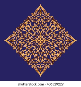 Vector de encaje redondo ornamental con damasco y Elementos arabescos. Al estilo Mehndi. Ornamento tradicional de Oriente.