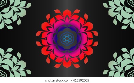 Vector ornamental round lace with damask and arabesque elements.  Orient traditional ornament.
