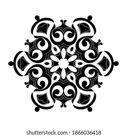 Vector ornamental round pattern. Element for design. Mandala. Black and white illustration.