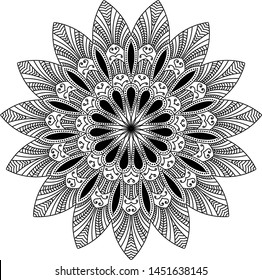 Vector ornamental round pattern. Line drawing.