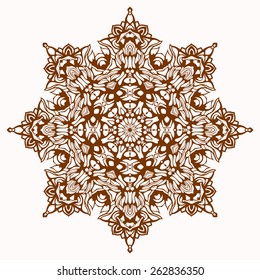 Vector ornamental round pattern. Traditional contrast decor on light background.