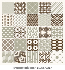 Vector ornamental seamless backdrops set, geometric patterns collection. Ornate textures made in modern simple style.