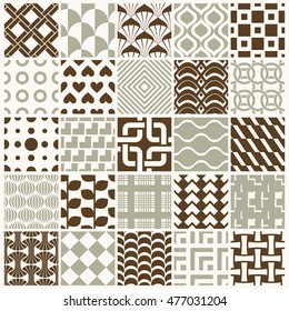 Vector ornamental seamless backdrops set, geometric patterns collection. Ornate textures made in modern simple style.