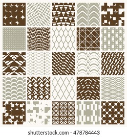 Vector ornamental seamless backdrops set, geometric patterns collection. Ornate textures made in modern simple style.