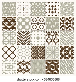 Vector ornamental seamless backdrops set, geometric patterns collection. Ornate textures made in modern simple style.