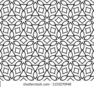 Vector Ornamental Seamless Line Pattern. Endless Texture. Geometric Ornament. For the interior design, printing, web and textile.