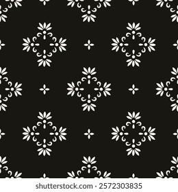 Vector ornamental seamless pattern, abstract monochrome linear texture, geometric figures, Elegant design for prints, decor, fabric, cloth.