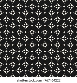 Vector ornamental seamless pattern with diamond shapes, stars. Abstract geometric texture in Asian style. Elegant black and white repeat background. Stylish dark design for decor, textile, covers 