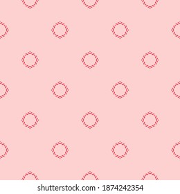 Vector ornamental seamless pattern. Elegant pink geometric ornament texture with small flower silhouettes, diamonds. Minimal abstract floral background. Repeat design for print, wallpaper, textile