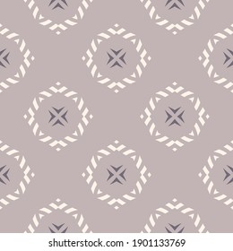 Vector ornamental seamless pattern. Elegant geometric ornament with flower silhouettes, diamonds. Abstract floral background in soft pastel color. Vintage style texture. Repeat design for decor, print