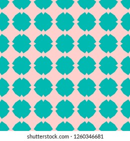 Vector ornamental seamless pattern with floral shapes, repeat geometric tiles. Elegant turquoise and pink colored ornament in oriental style. Simple abstract background texture. Cute decorative design