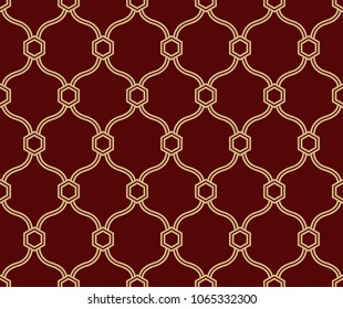  Vector ornamental seamless pattern. Gold background and wallpaper in Arabic style. Vector illustration for your design. 