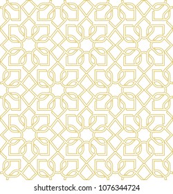 Vector ornamental seamless pattern. Gold background and wallpaper in Arabic style. Geometric pattern. Vector illustration for your design. 