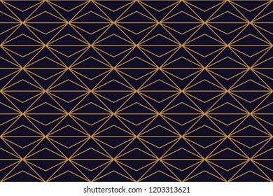 Vector ornamental seamless pattern. Gold and blue background and wallpaper in Arabic style. Geometric pattern. illustration for your design. 