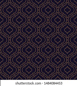 Vector ornamental seamless pattern. Gold background and wallpaper in Arabic style. Geometric pattern. Vector illustration for your design.