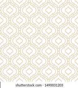 Vector ornamental seamless pattern. Gold background and wallpaper in Arabic style. Geometric pattern. Vector illustration for your design.