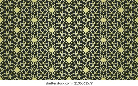 Vector ornamental seamless pattern. Gold and dark  background with Arabian ornament. Seamless pattern in islamic style. Ramadan and eid greeting card background.