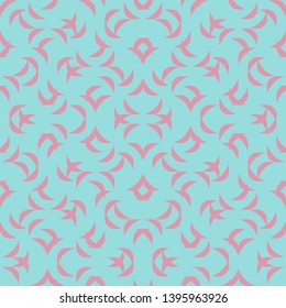 Vector ornamental seamless pattern. Simple abstract geometric background with curved shapes. Cute ornament texture in vibrant colors, pink and blue. Repeat design for decor, textile, wallpapers, print