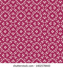 Vector ornamental seamless pattern. Simple abstract geometric background with curved shapes. Elegant ornament texture in burgundy and beige color. Repeatable design for decor, textile, wallpapers