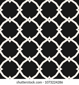 Vector ornamental seamless pattern with star shapes, grid, lattice, net, repeat geometric tiles. Black and white ornament in Moroccan style. Simple abstract background texture. Elegant dark design