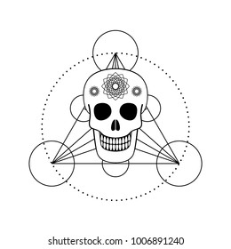 Vector ornamental skull and geometric symbol. Day of The Dead emblem
