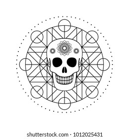 Vector ornamental skull and geometric symbol. Day of The Dead emblem