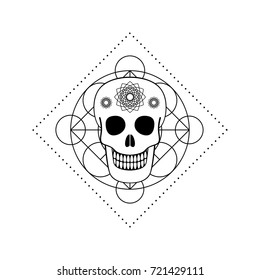 Vector ornamental skull and geometric symbol. Day of The Dead emblem