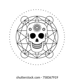 Vector ornamental skull and geometric symbol. Day of The Dead emblem