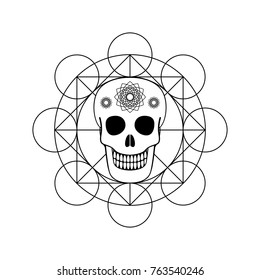 Vector ornamental skull and geometric symbol. Day of The Dead emblem