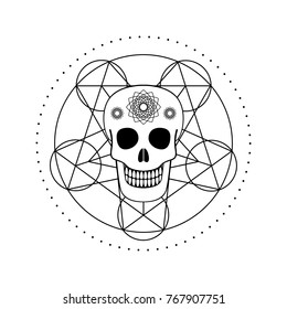 Vector ornamental skull and geometric symbol. Day of The Dead emblem