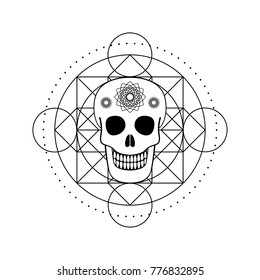 Vector ornamental skull and geometric symbol. Day of The Dead emblem