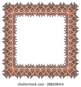 Vector ornamental soft pink frame. Isolated square element.