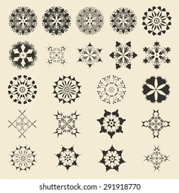 Vector ornamental symbols collection. Geometric logo template set.
