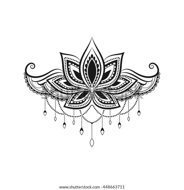 Vector Ornamental Tattoo Lotus Hand Drawn Stock Vector (Royalty Free ...